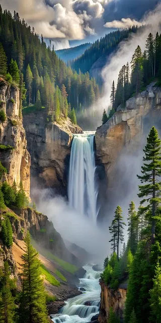 Free Ai Generated Waterfall illustration and picture