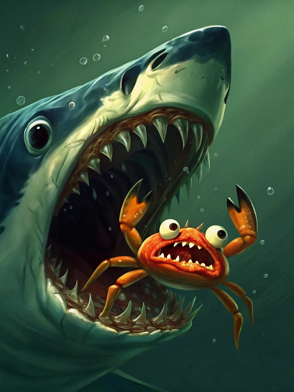 Create an illustration with vivid animal emotions in which a...