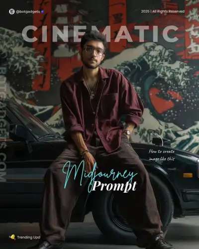 🎬 JAPANESE FUSION CINEMATIC MidJourney Prompts What happens when modern fashion meets traditional Japanese art?These prompts create cinematic 8K portraits blending vintage cars, bold ukiyo-e murals, and moody editorial lighting. Comment "Prompt"