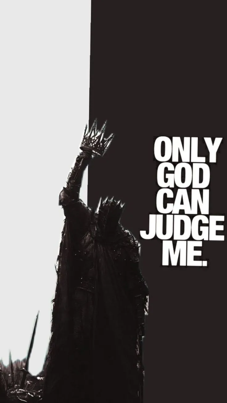 a black and white photo with the words only god can judge me