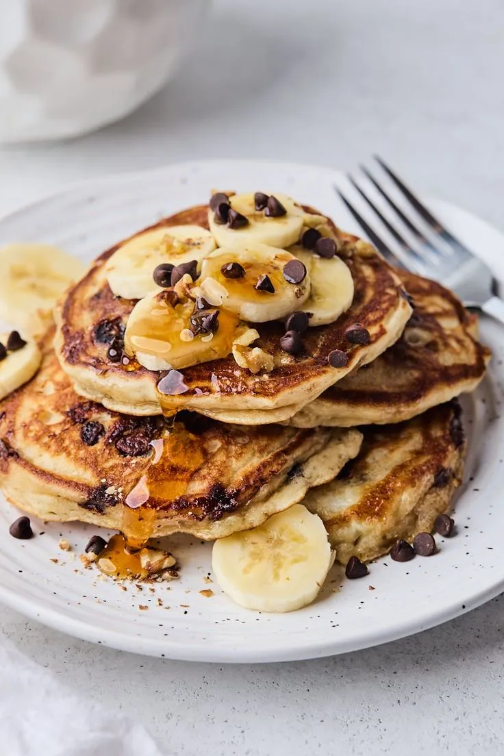 Banana Chocolate Chip Pancakes • Olive & Mango