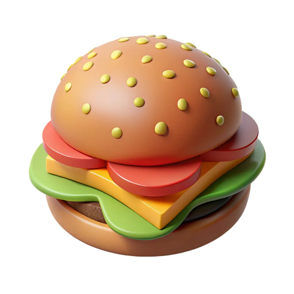 This image shows a simple, cartoon-style hamburger. The burger consists...