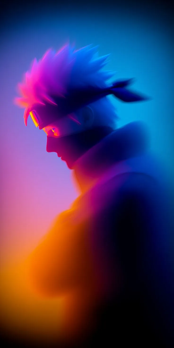 a blurry image of a man with blue hair