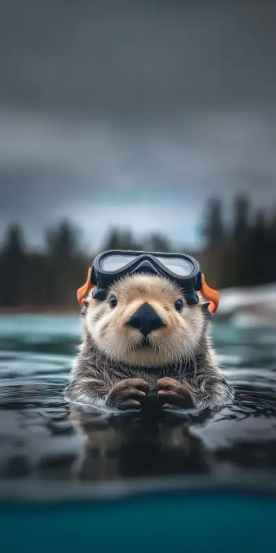 Cute sea otter Minimalist Wallpaper