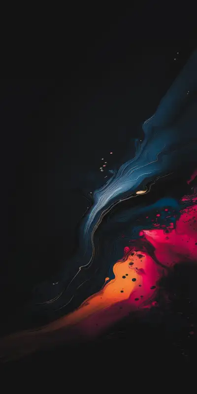 an abstract painting with red, blue...