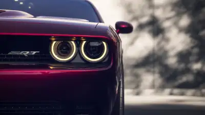 Dodge Challenger SRT Hellcat, Red cars, Muscle cars, 5K