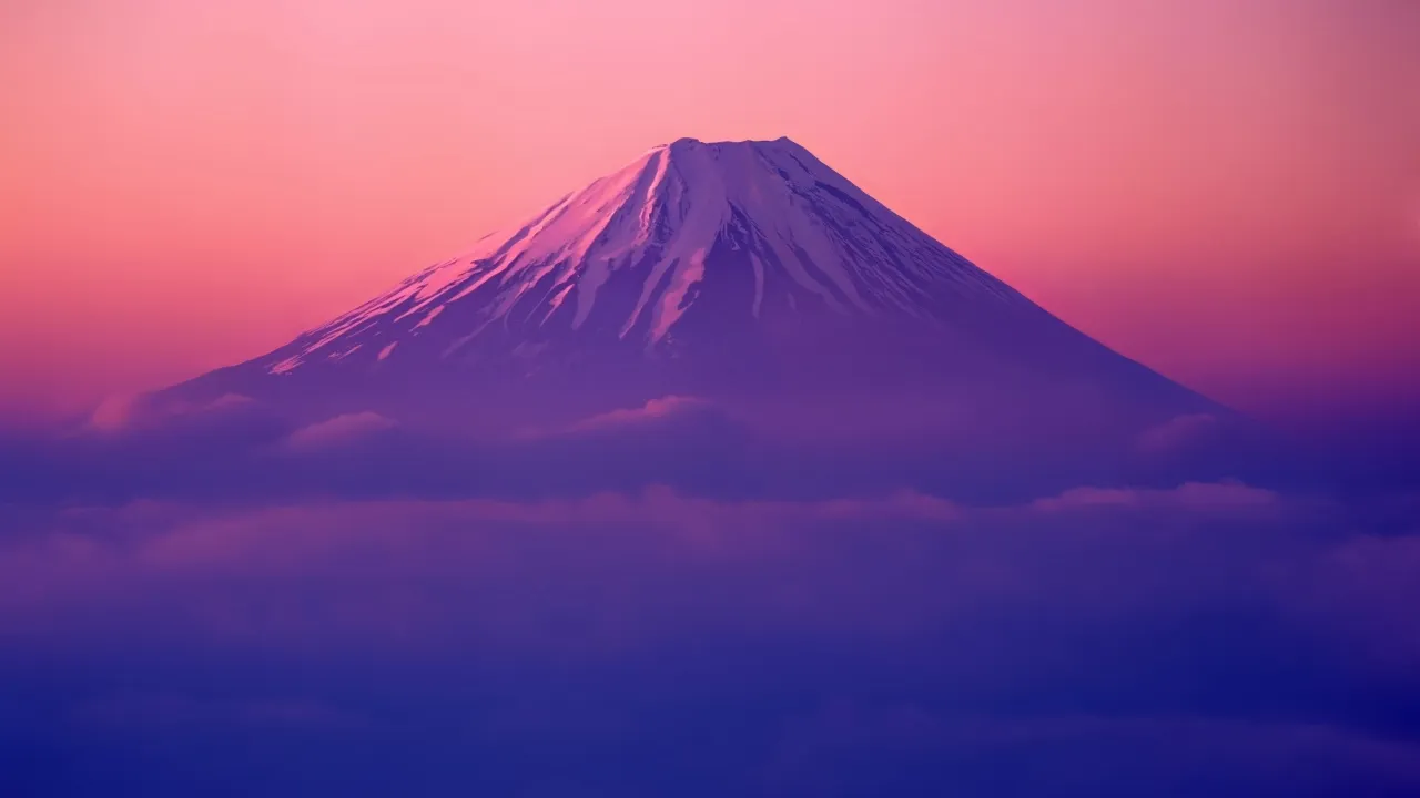 OS X Lion, Twilight, Mount Fuji, Clouds, Sunrise, Mac OS X, Stock, 5K