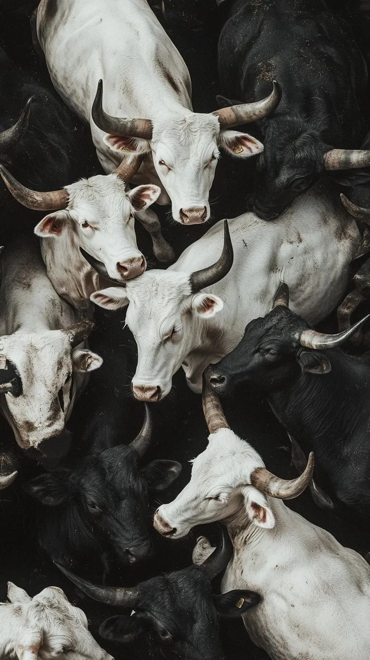 a herd of cattle standing next to each other