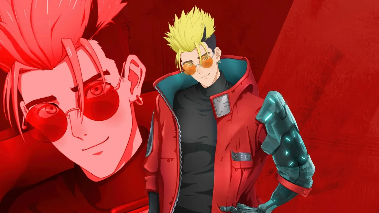 Trigun Stargaze, Vash the Stampede, Red background, 5K, 2026 series, Anime series