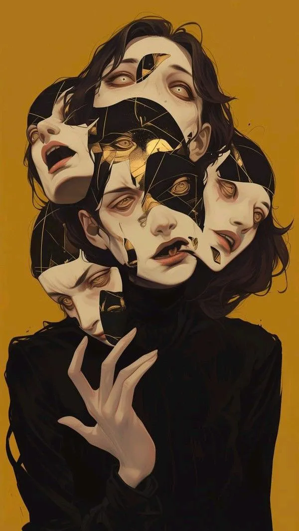 an image of a group of people with their faces covered in different shapes and sizes
