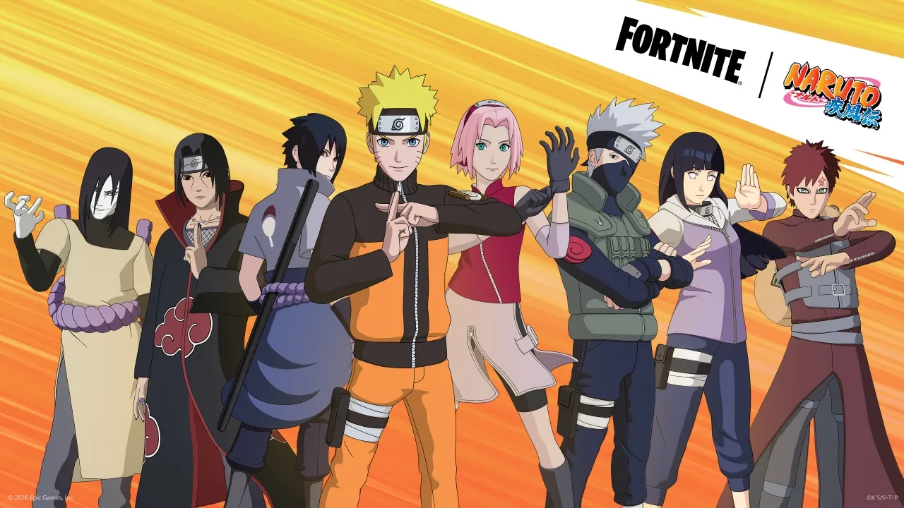 Fortnite, Naruto, Naruto Uzumaki, Sasuke Uchiha, Sakura Haruno, Kakashi Hatake, Itachi Uchiha, Hinata Hyuga, Gaara, Orochimaru, Game poster
