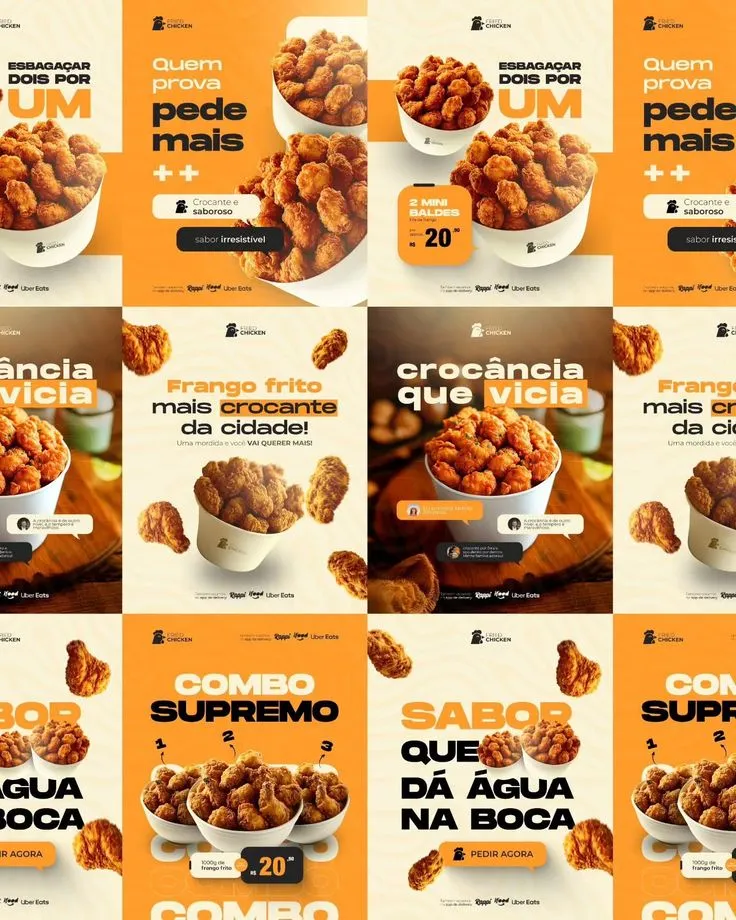Food Social Media Design & Instagram Post Template for Fast Food & Fried Chicken Branding