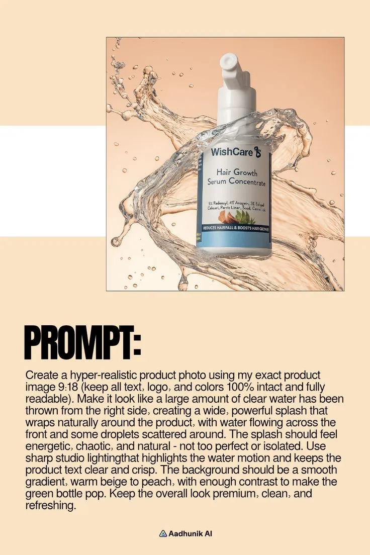 Hyper-Realistic Splash: The AI Prompt for Next-Level Product Photography