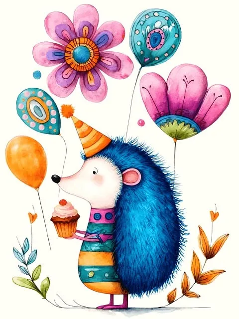 Free Whimsical Hedgehog illustration and picture