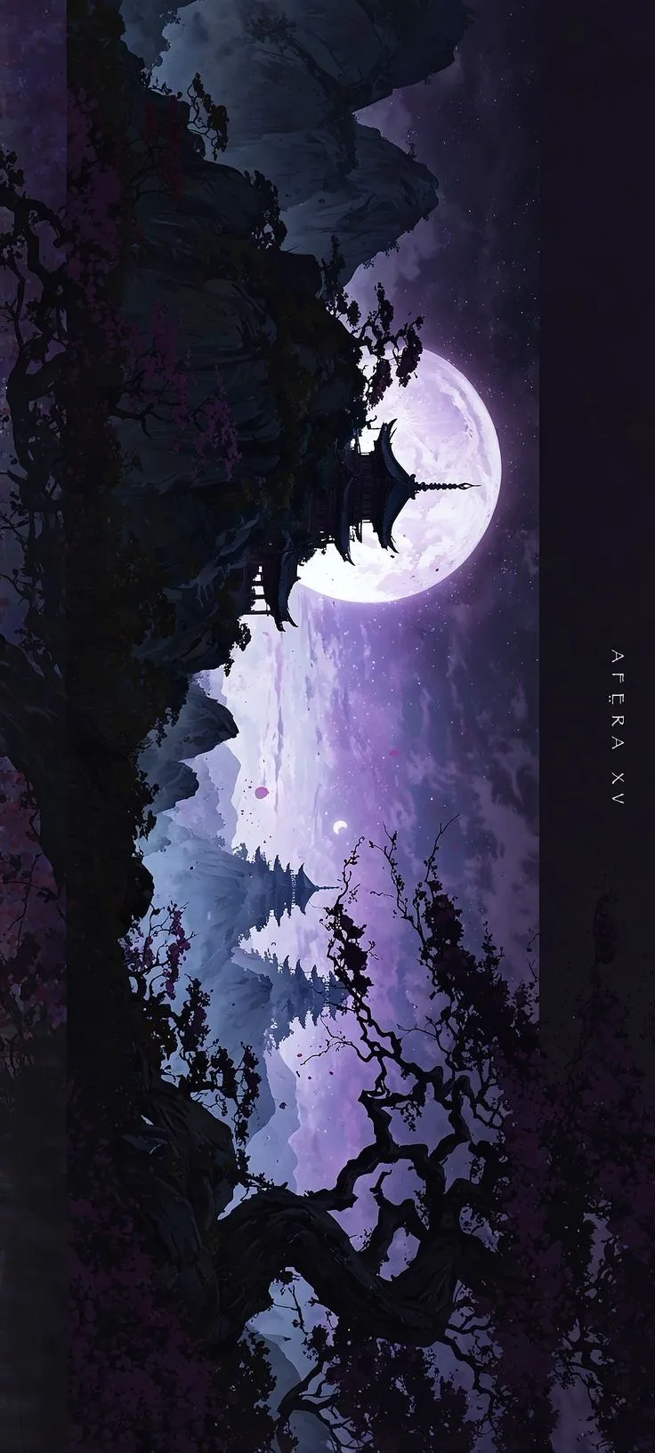 an image of a full moon with trees in the foreground