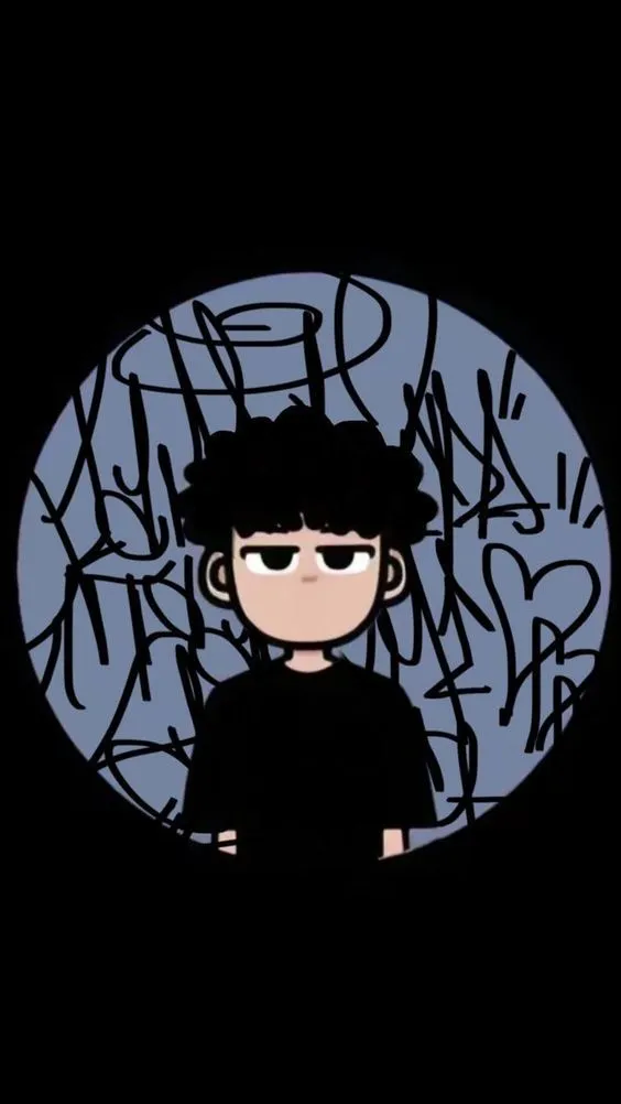 a man standing in front of a wall with graffiti on it's face and eyes