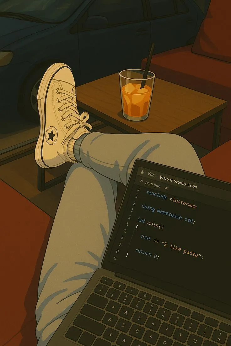 a person sitting on a couch with their feet up next to a laptop