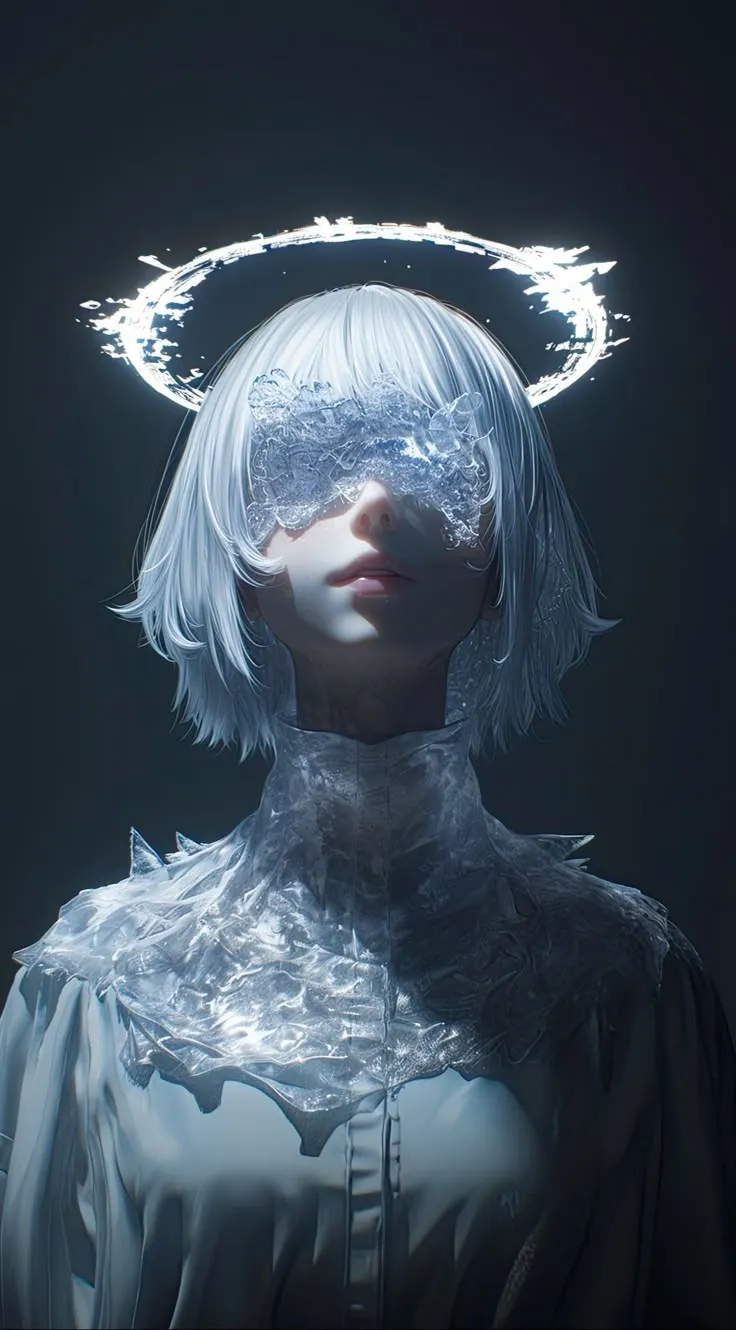 a woman with white hair and an unusual hat