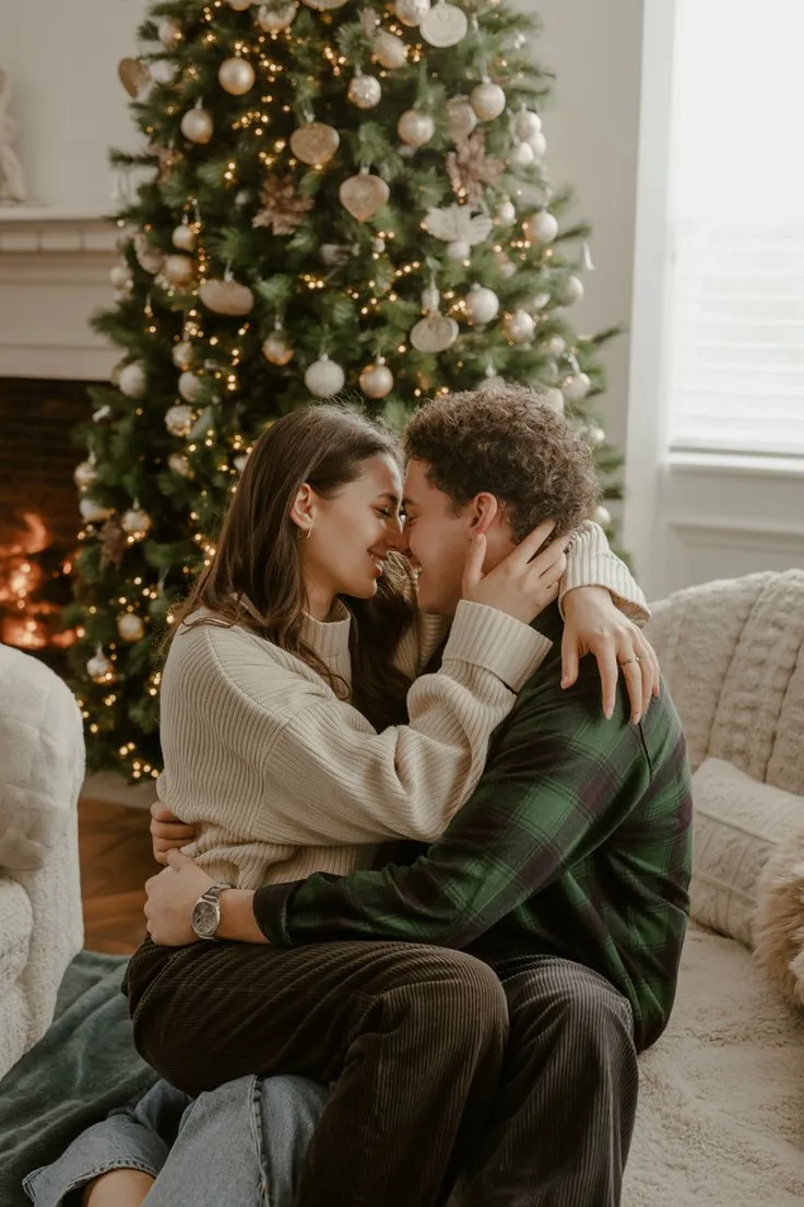 How to Take Romantic Christmas Couple Photos at Home 🎄 | Festive Pose Ideas