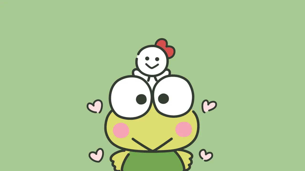 Keroppi, Sanrio, 5K, Green background, Cute cartoon