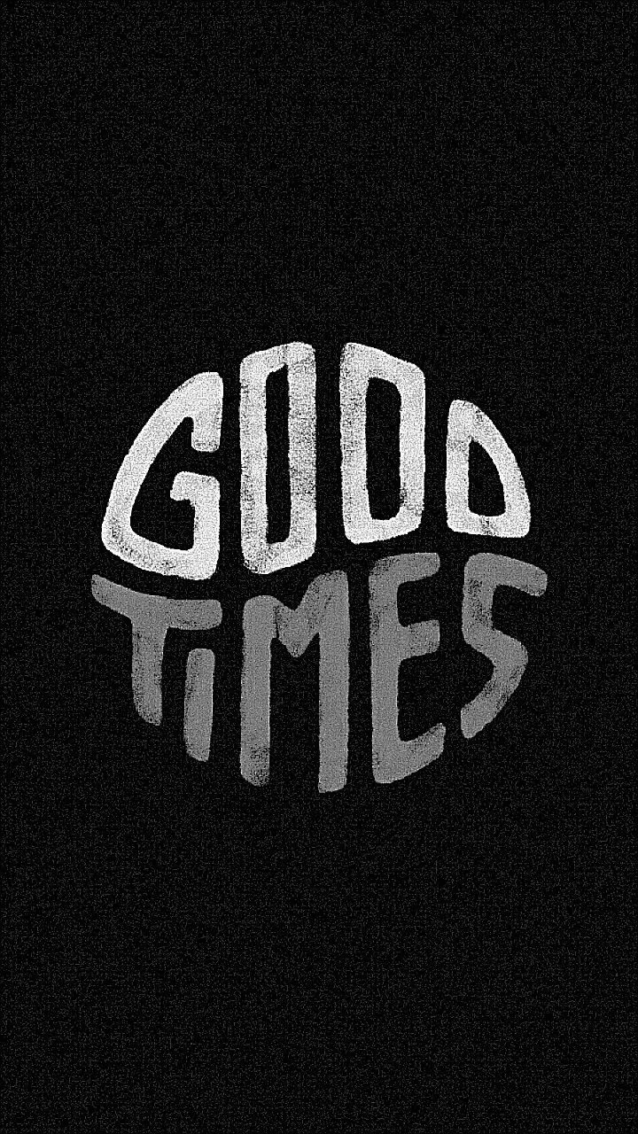 the word god times written in white on a black background with some type of lettering