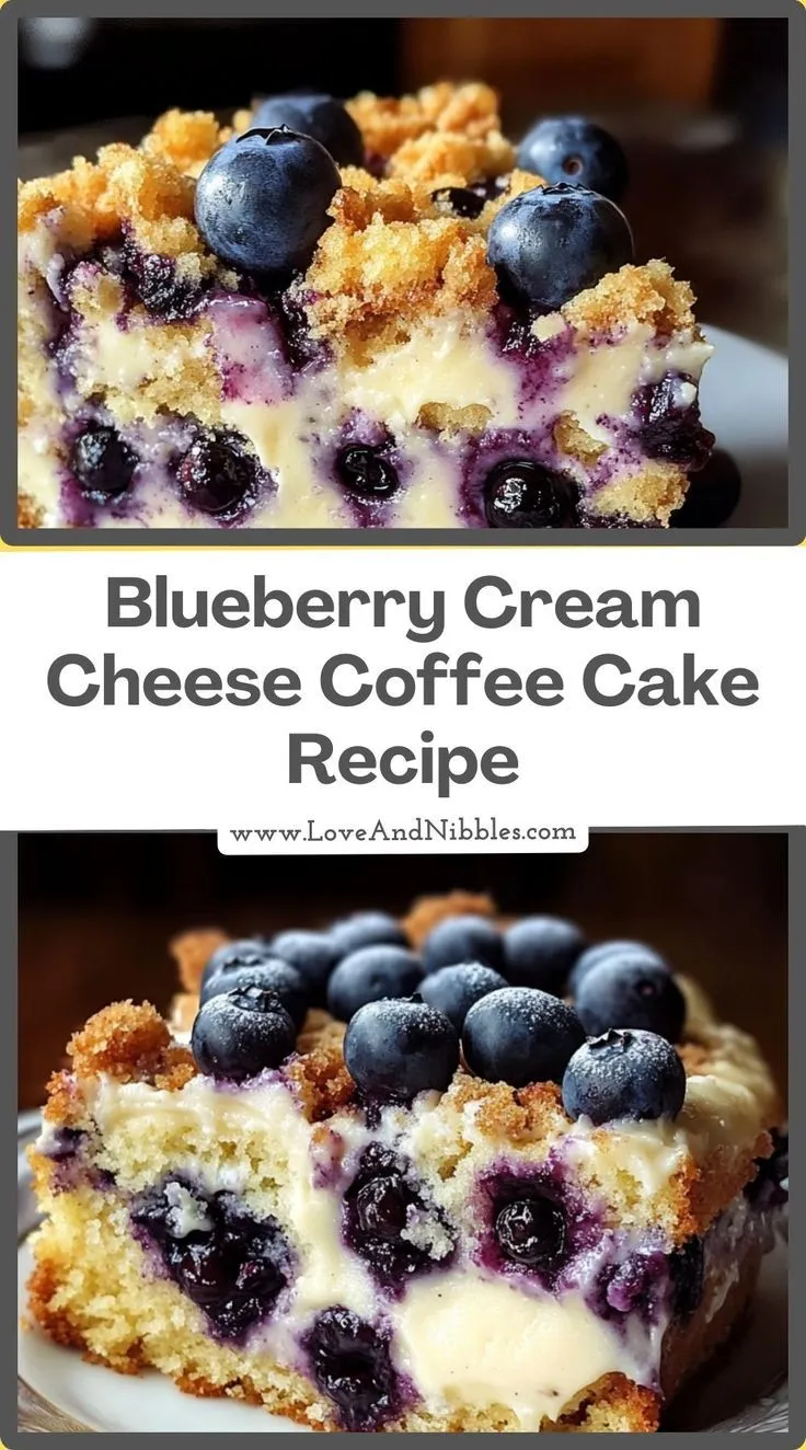 Blueberry Cream Cheese Coffee Cake | Moist, Fruity, & Irresistible