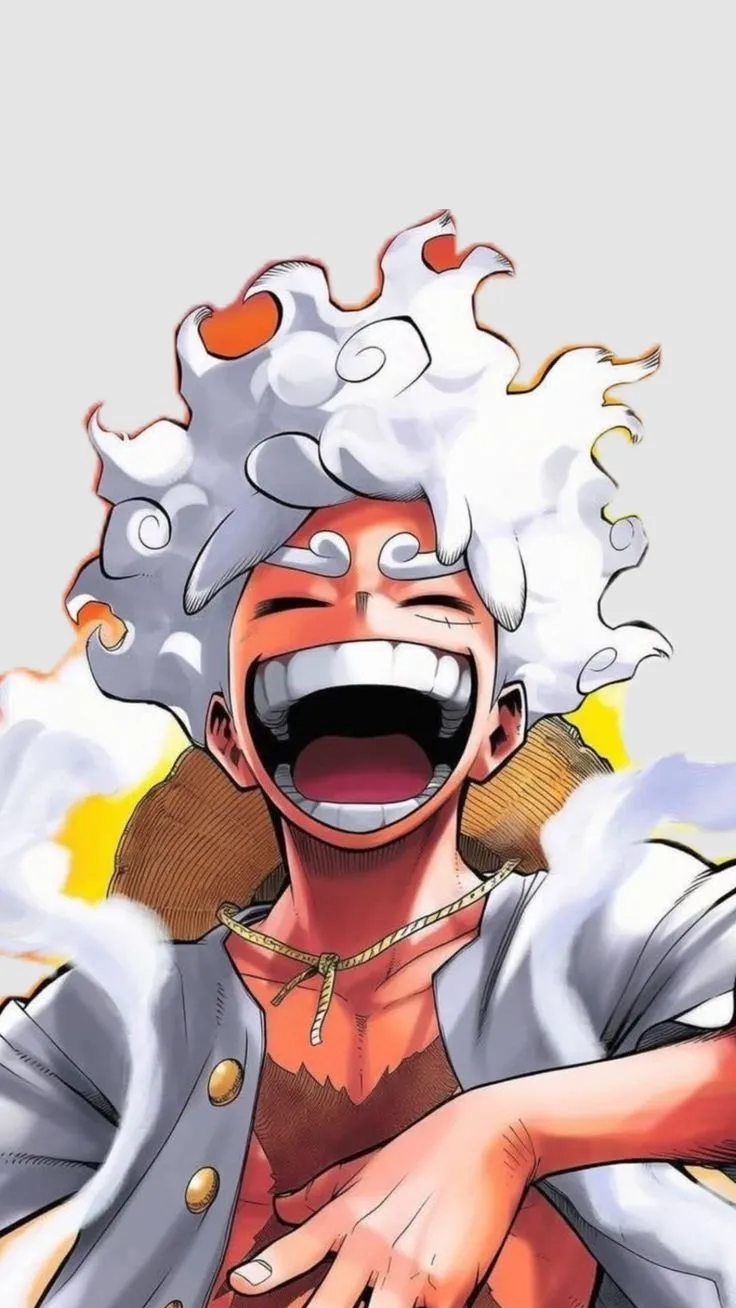 an anime character with his mouth open and hair blowing in the wind, wearing a white wig