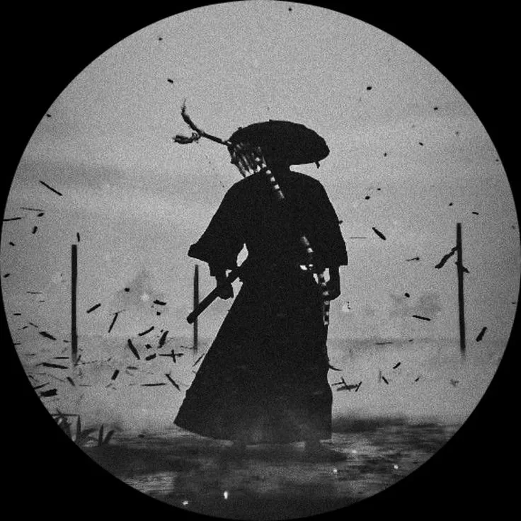 an old photo of a person in the rain with an umbrella and birds flying around