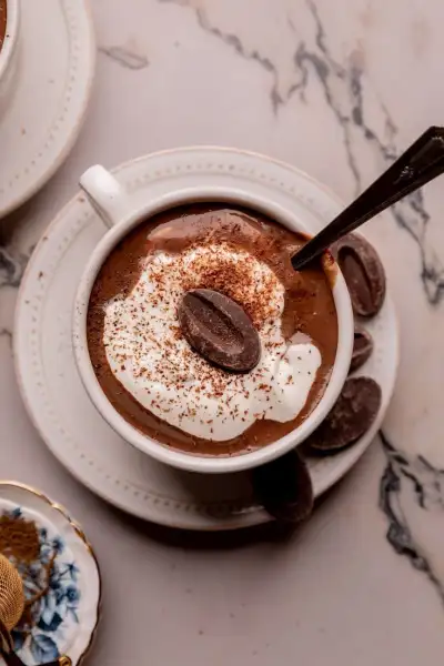 Hojicha Hot Chocolate - Fanciful Eats