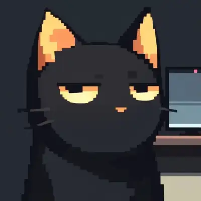 a black cat is sitting in front of a computer screen with glowing eyes and an angry look on its face