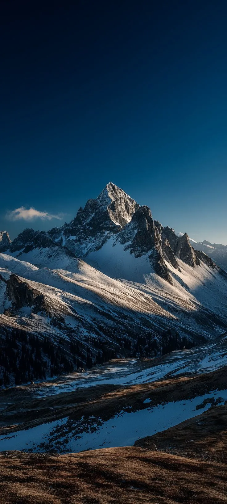 the mountains are covered in snow and there is no image on this page to describe