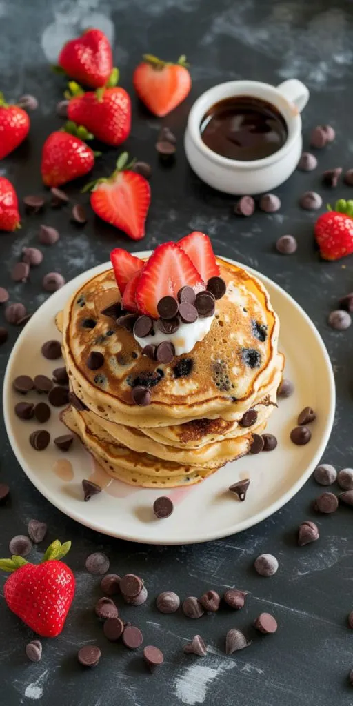 Strawberry Chocolate Chip Pancakes [25 Minutes] - Chasety