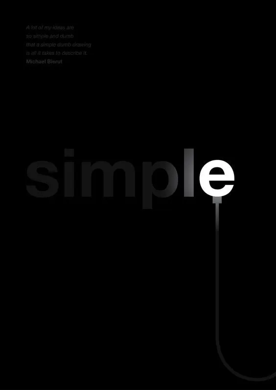 a black and white photo with the word simple on it