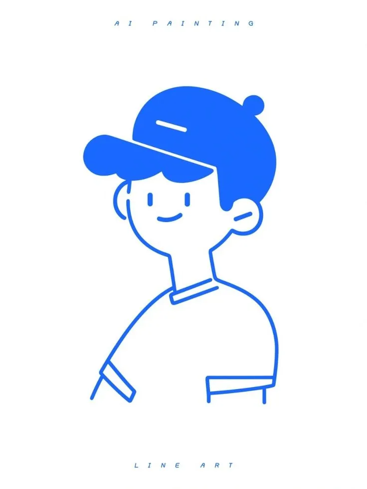 a drawing of a man with a baseball cap on