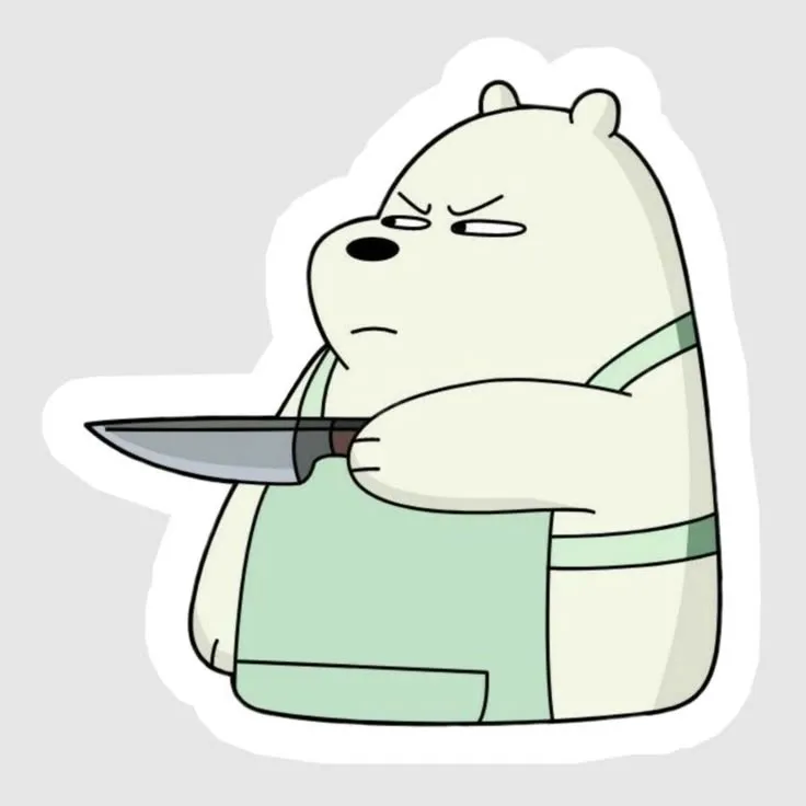 a cartoon character holding a knife and plate