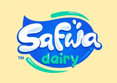 the logo for saffia dairy, which is also in english and spanish language