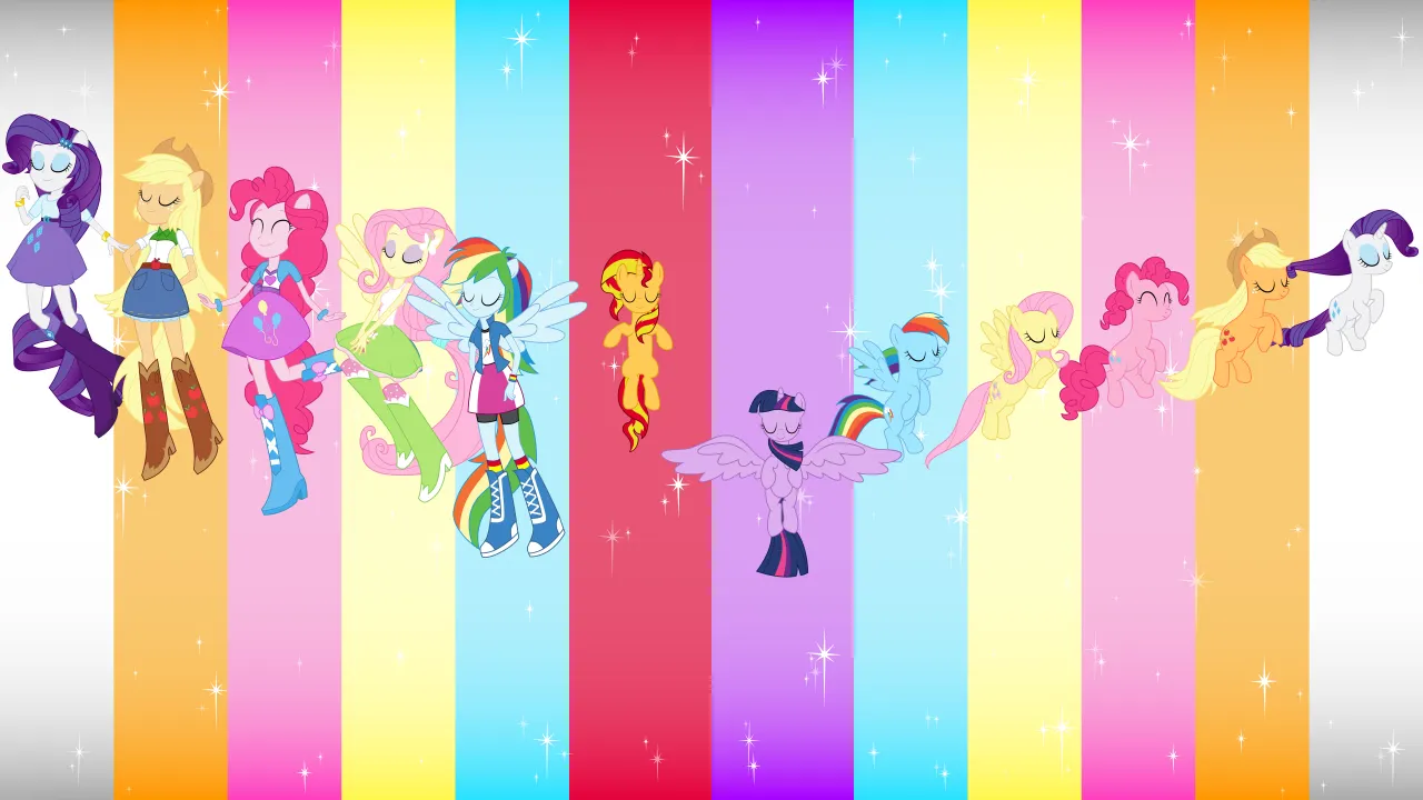 My Little Pony, Mane Six, 5K, 8K, Rainbow colors, Colorful background