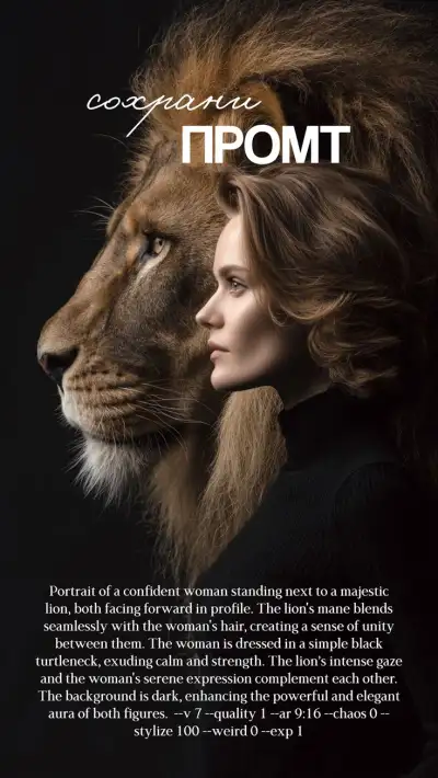 Girl and lion | AI | Midjourney