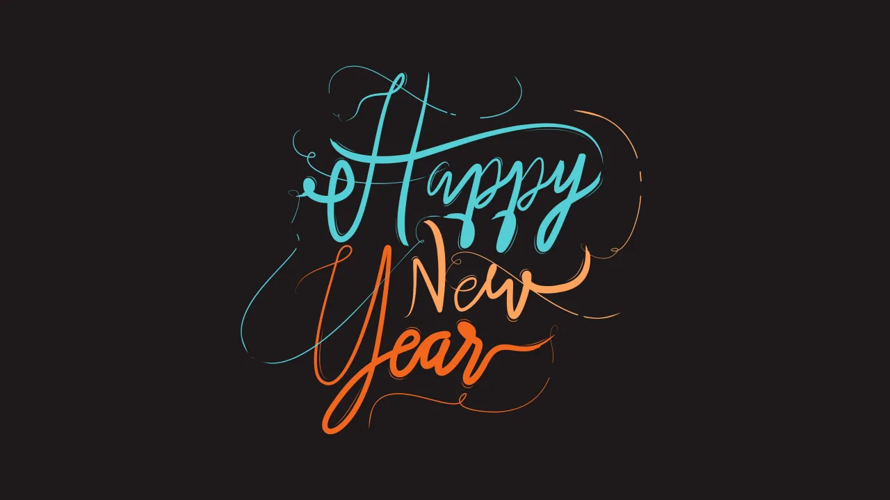 Happy New Year, Text, Dark background, 5K