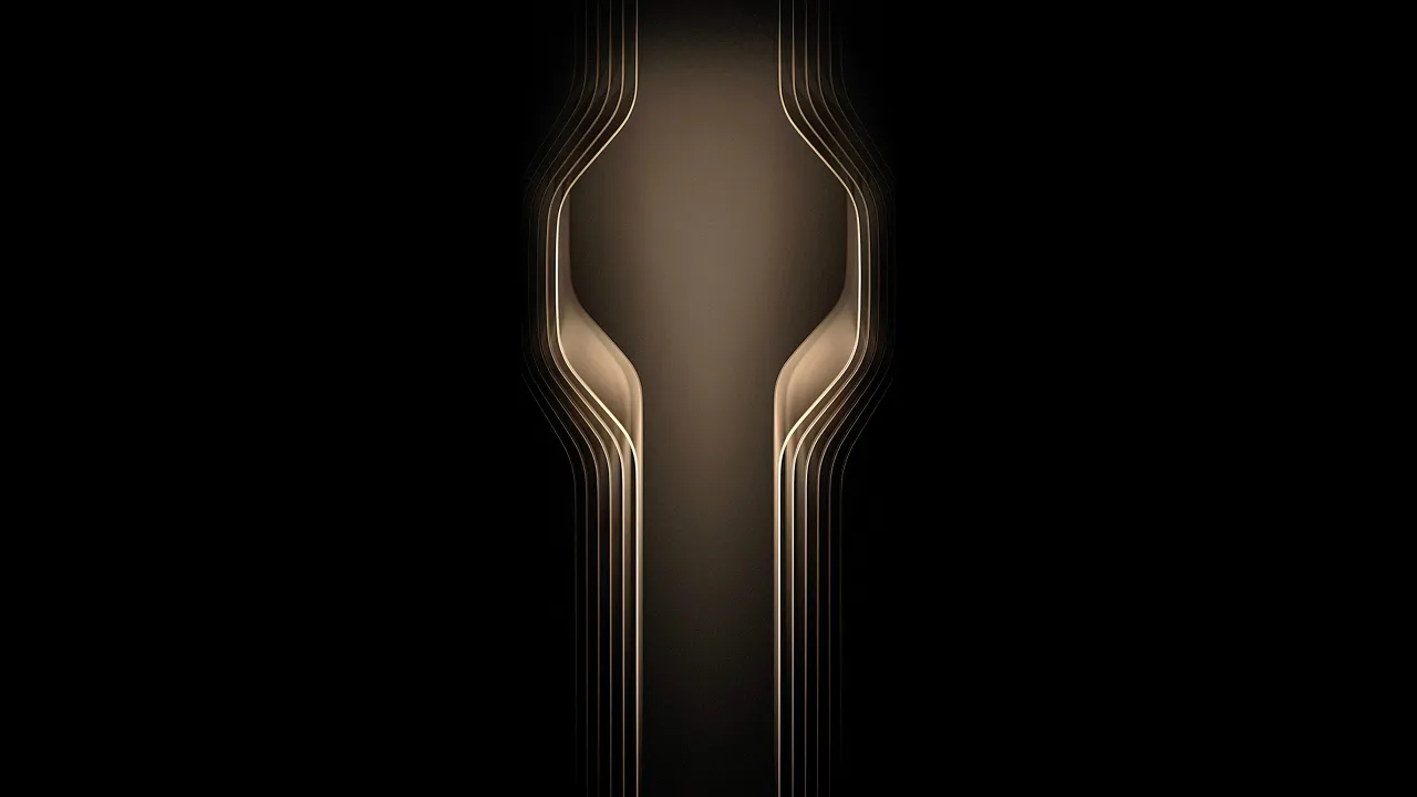 Golden, Symmetry, Dark background, Modern design, Stock, 5K,