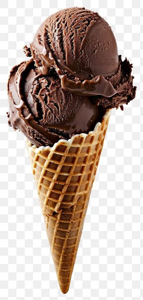 an ice cream cone with chocolate frosting on top, transparent background png clipart