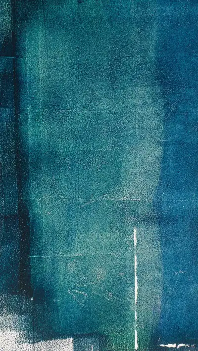 an abstract painting with blue and...