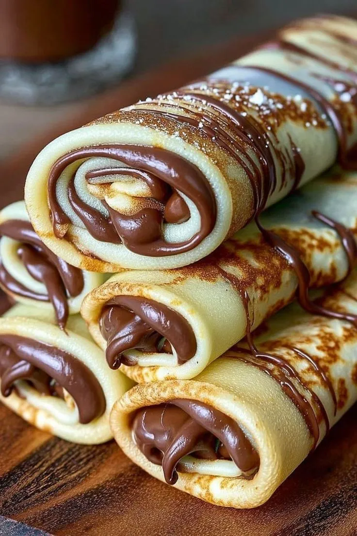 handmade chocolate-filled rolled crêpes