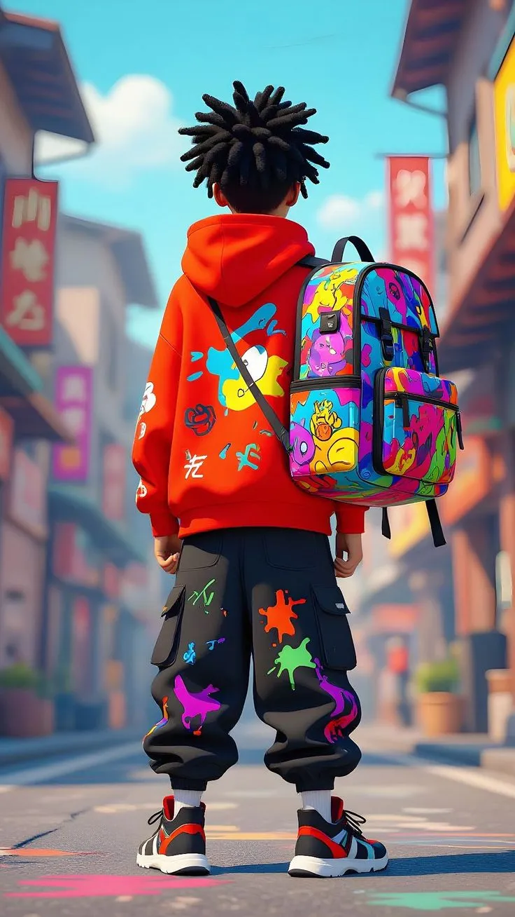 a person with a backpack on the street