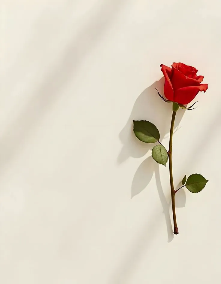 a single red rose on a white background