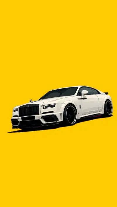 a white car on a yellow background