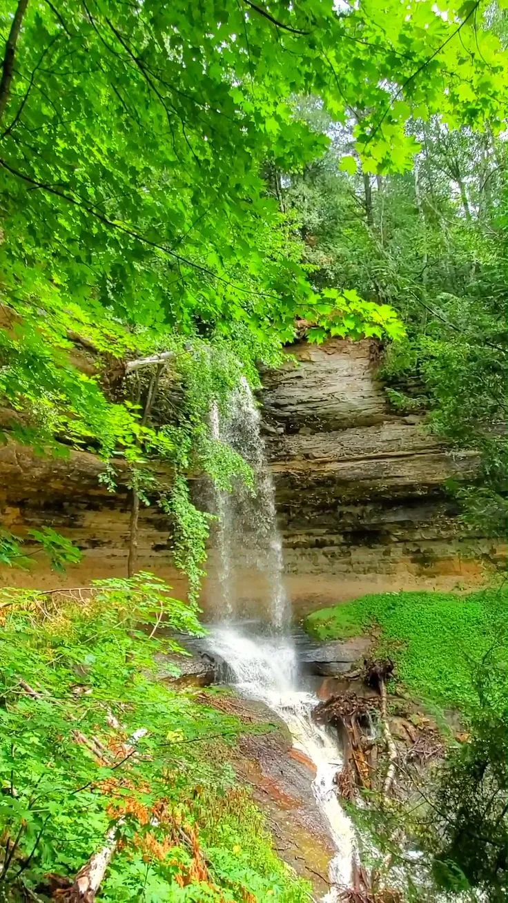 These are waterfalls in Michigan - 1 of 3 viewpoints on the trail