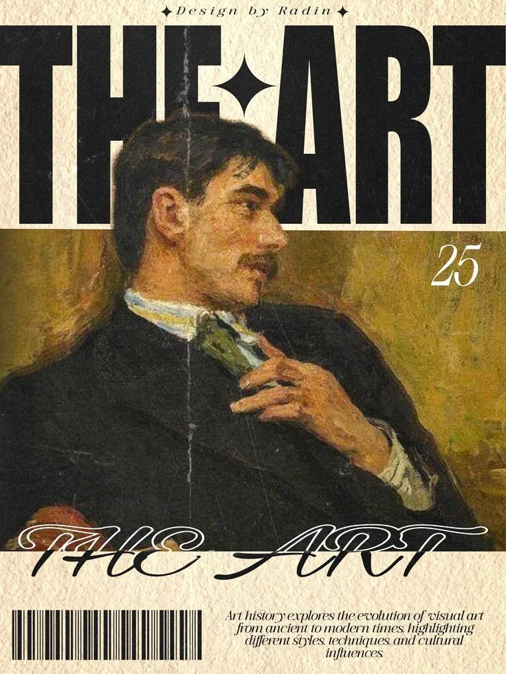 the art magazine cover with an image of a man in a suit
