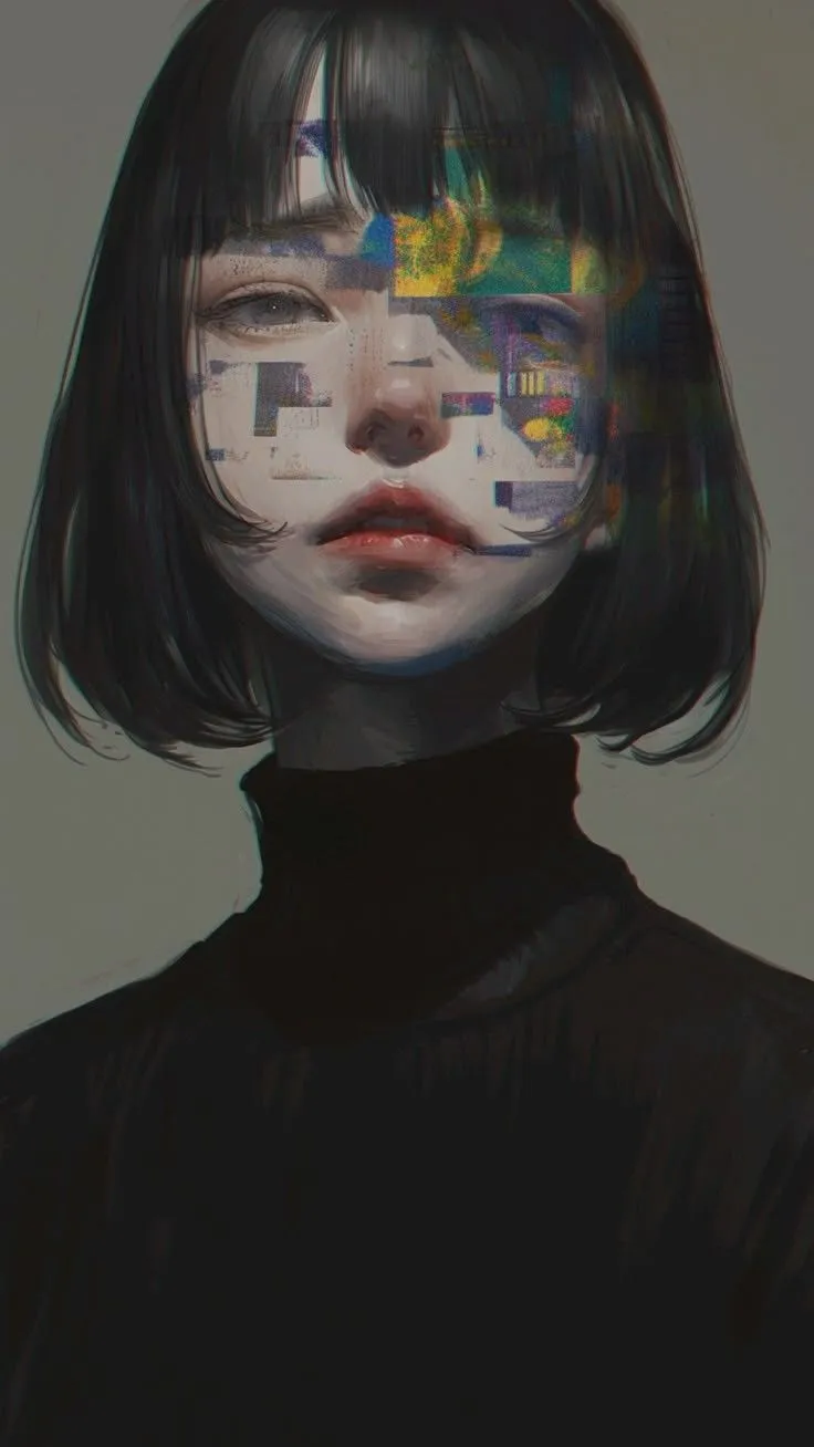 a digital painting of a woman's face