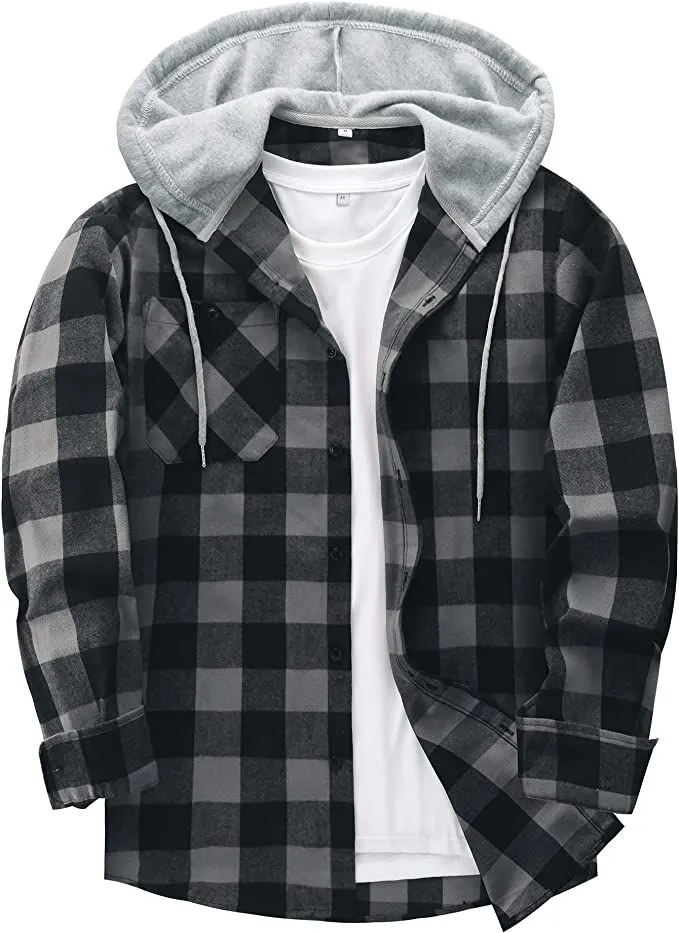 ZITY Flannel Plaid Shirt for Men Regular Fit Long Sleeve Casual Button Down Shirts 07-Grey 3XL at Amazon Men’s Clothing store